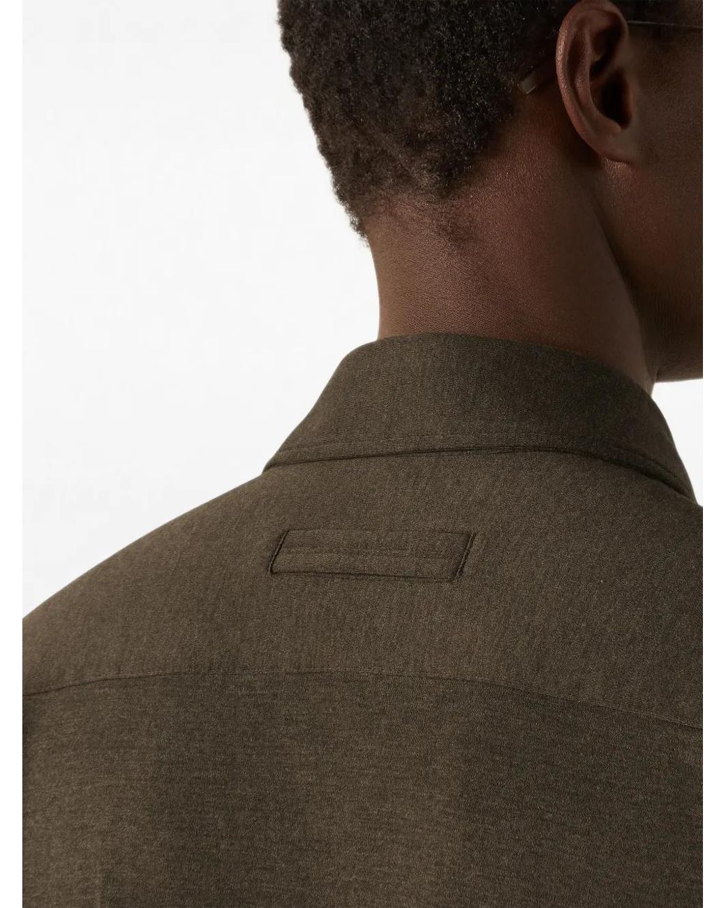 Zegna Green Dark Cashmere And Silk Shirt for men