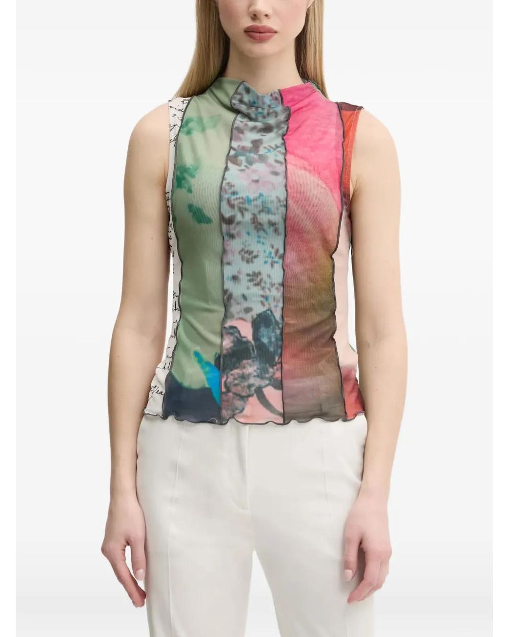 Desigual Blue Abstact-Print Top