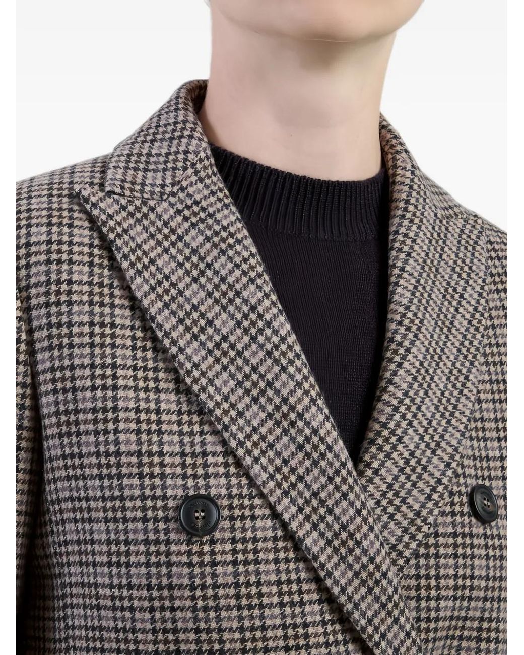 Eleventy Gray Blazer Croisé À Motif Pied-De-Poule