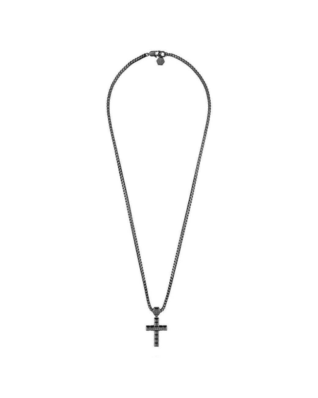 Philipp Plein Black Crucifix Chain Necklace for men