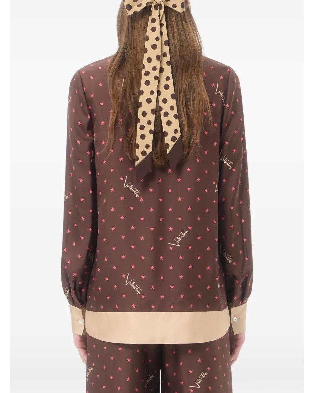 Valentino Garavani Brown Chemise En Twill Étoilé Stelline Firma