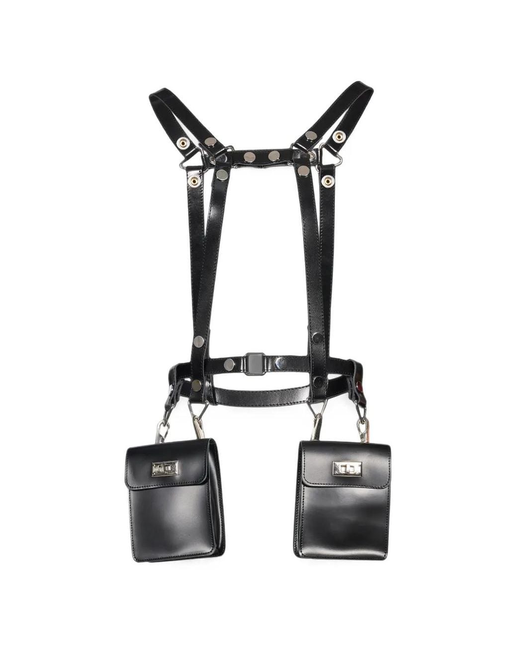 Junya Watanabe Black Harness-Style Dual-Pouch Shoulder Bag