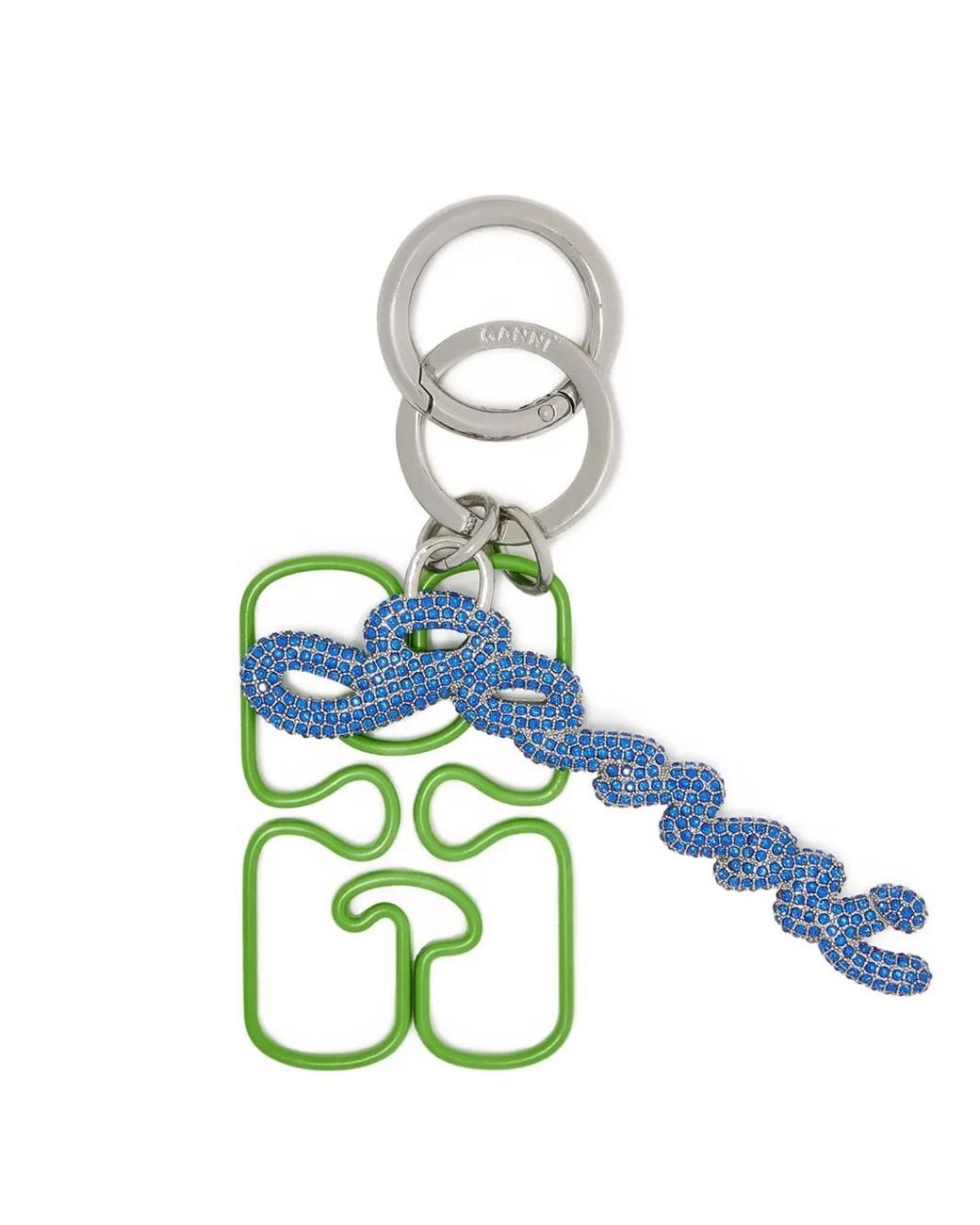 Ganni Blue Logo Keyring