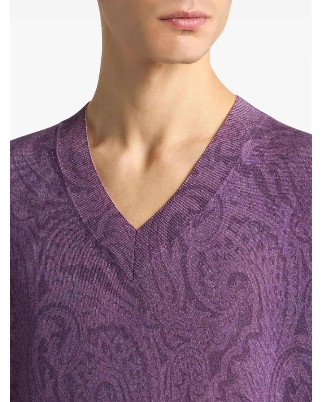 Etro Purple Paisley-Print Jumper for men