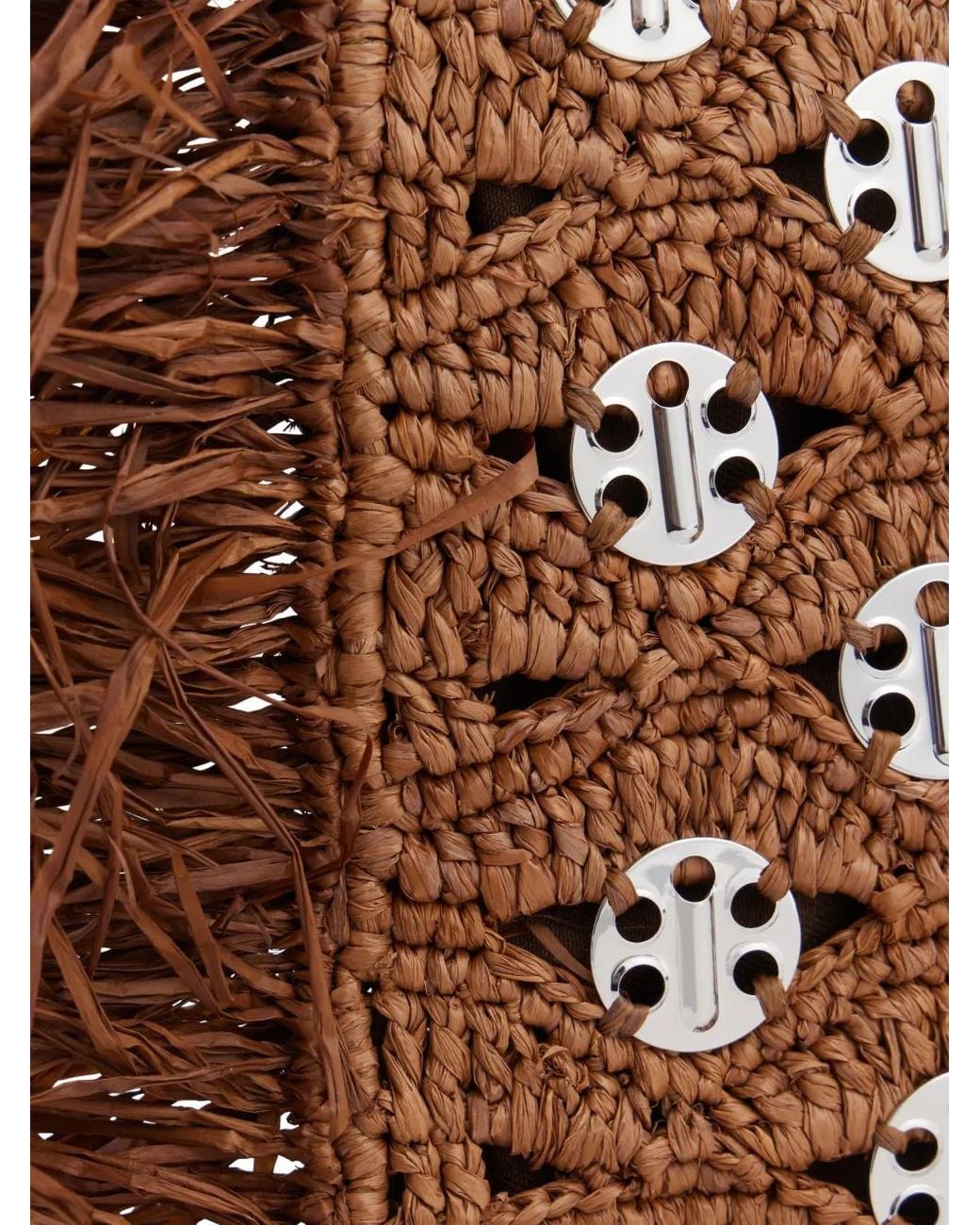 Rabanne Brown 1969 Fringed Raffia Clutch Bag