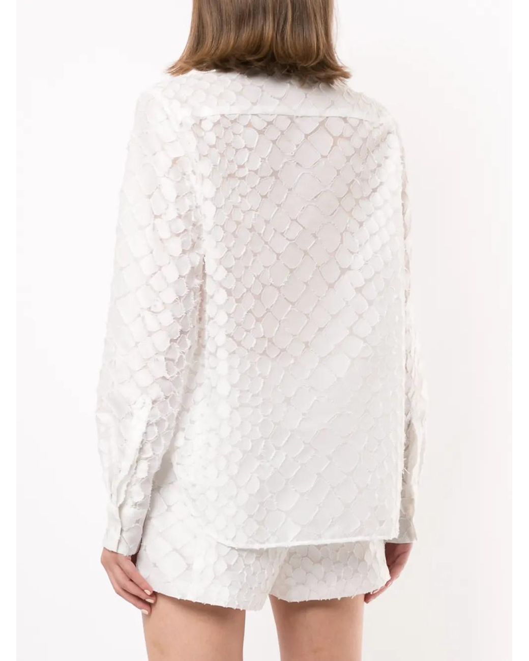 Alex Perry White Ashton Textured Long Sleeve Shirt