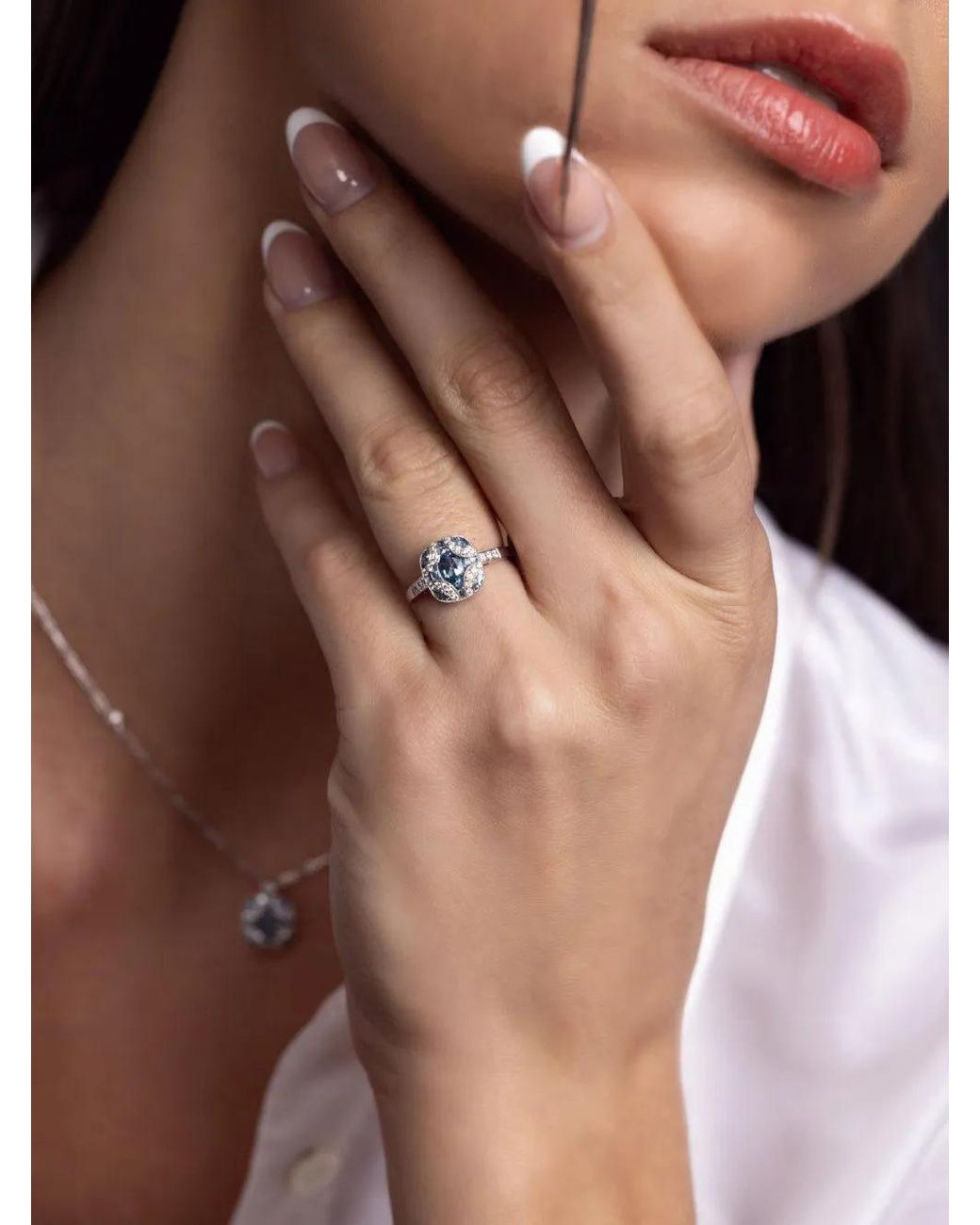Kwiat Blue 18K Argyle Diamond And Aquamarine Ring