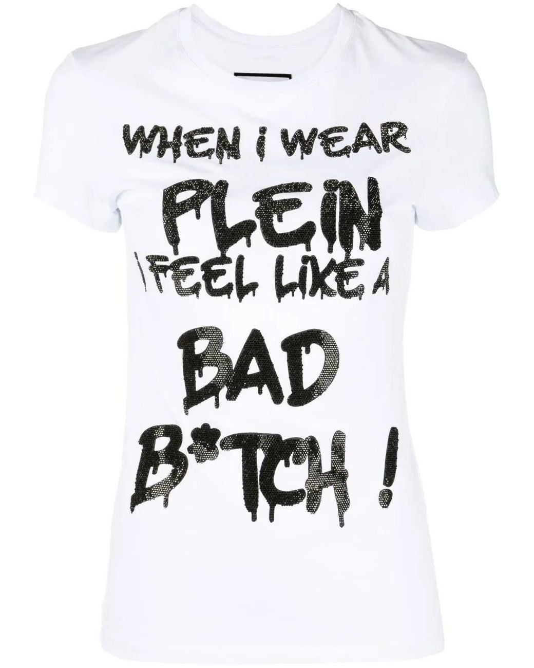 Philipp Plein White Sexy Pure Rhinestone-Embellished T-Shirt