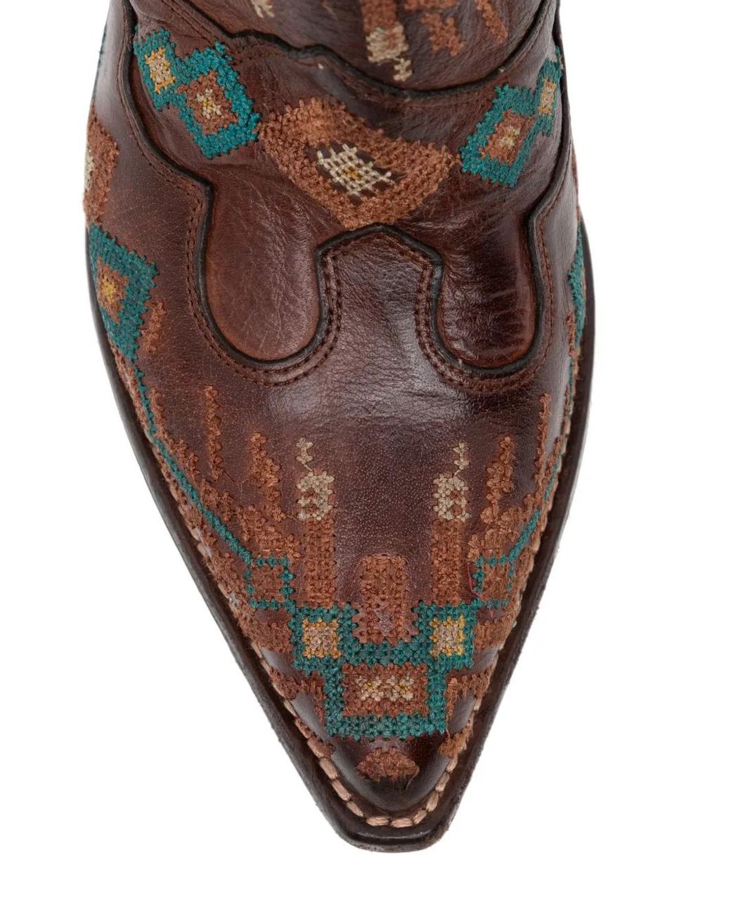 Fauzian Jeunesse Brown Bottes En Cuir À Broderies