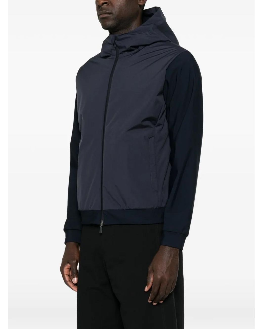Herno Blue Hooded Panelled Jacket for men