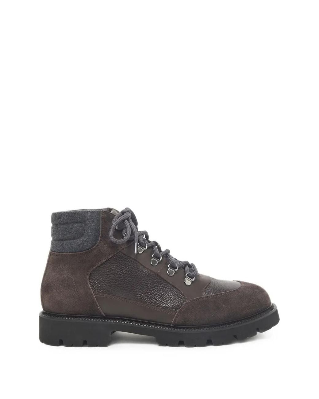 Peserico Gray Panelled Lace-Up Boots for men