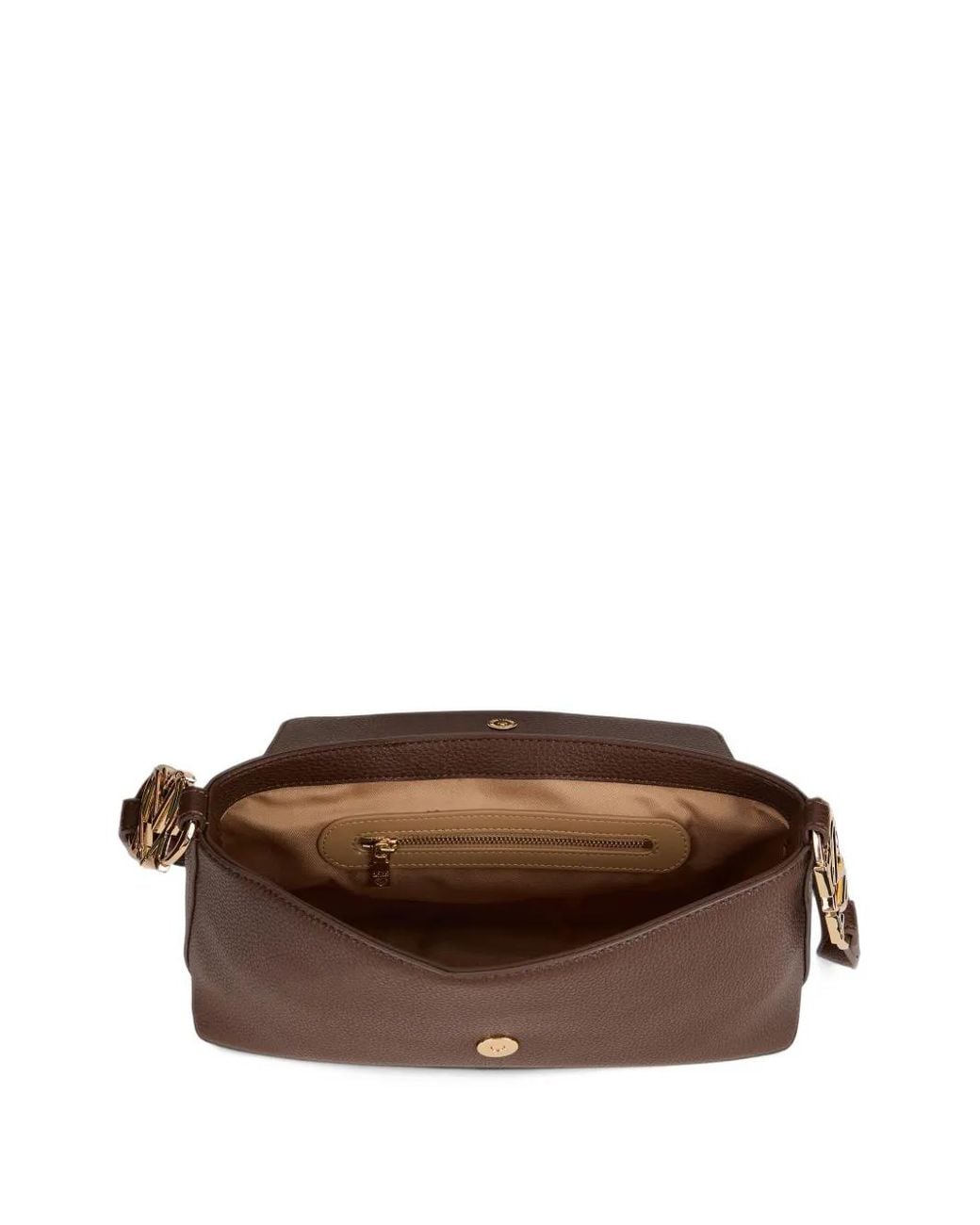 Love Moschino Brown Logo-Plaque Pebbled Shoulder Bag