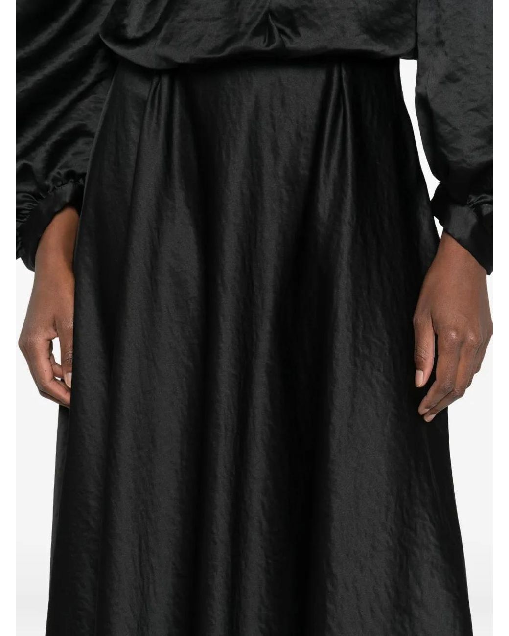 Forte_forte Black Textured Satin Skirt