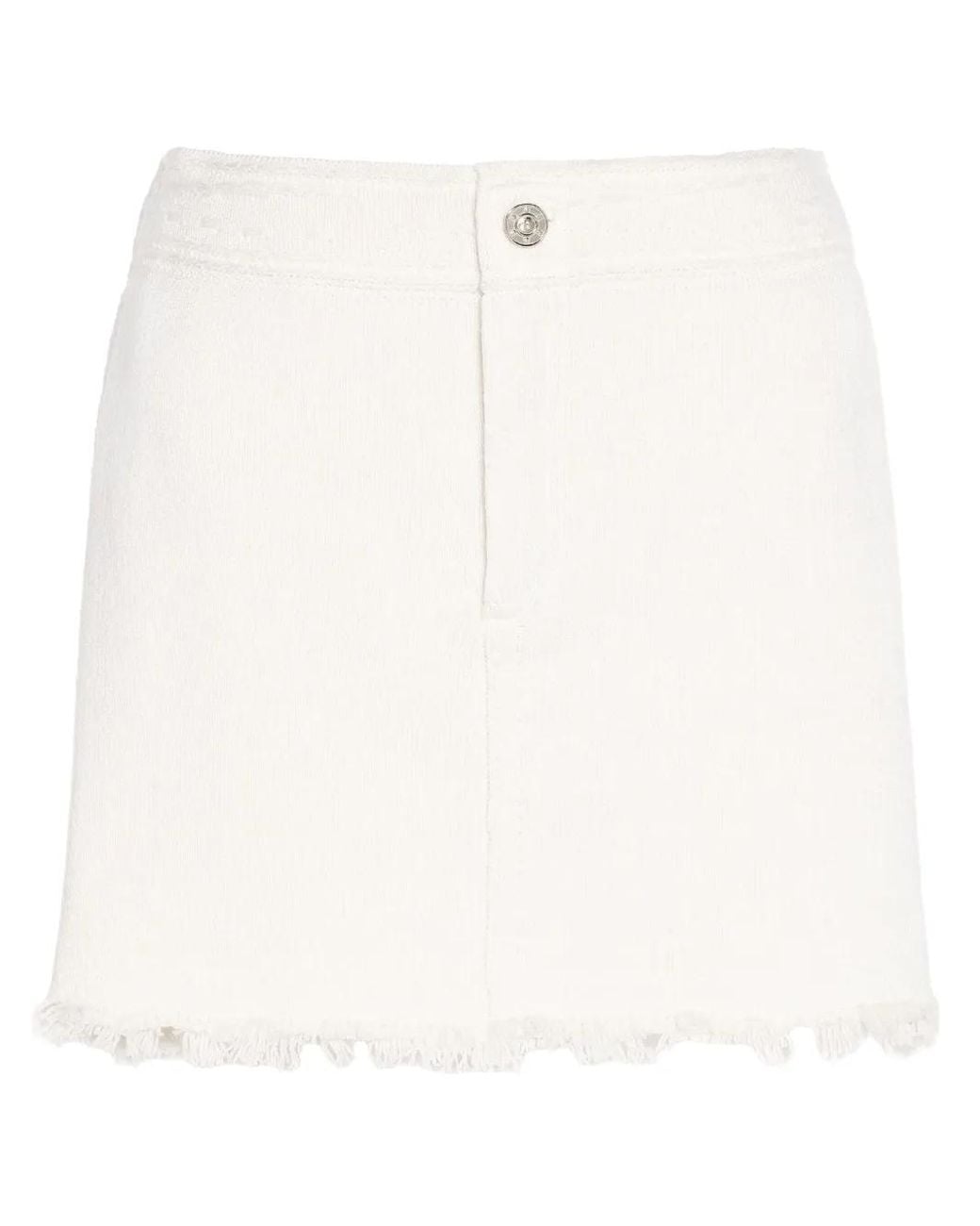 Barrie White Frayed Denim Mini Skirt