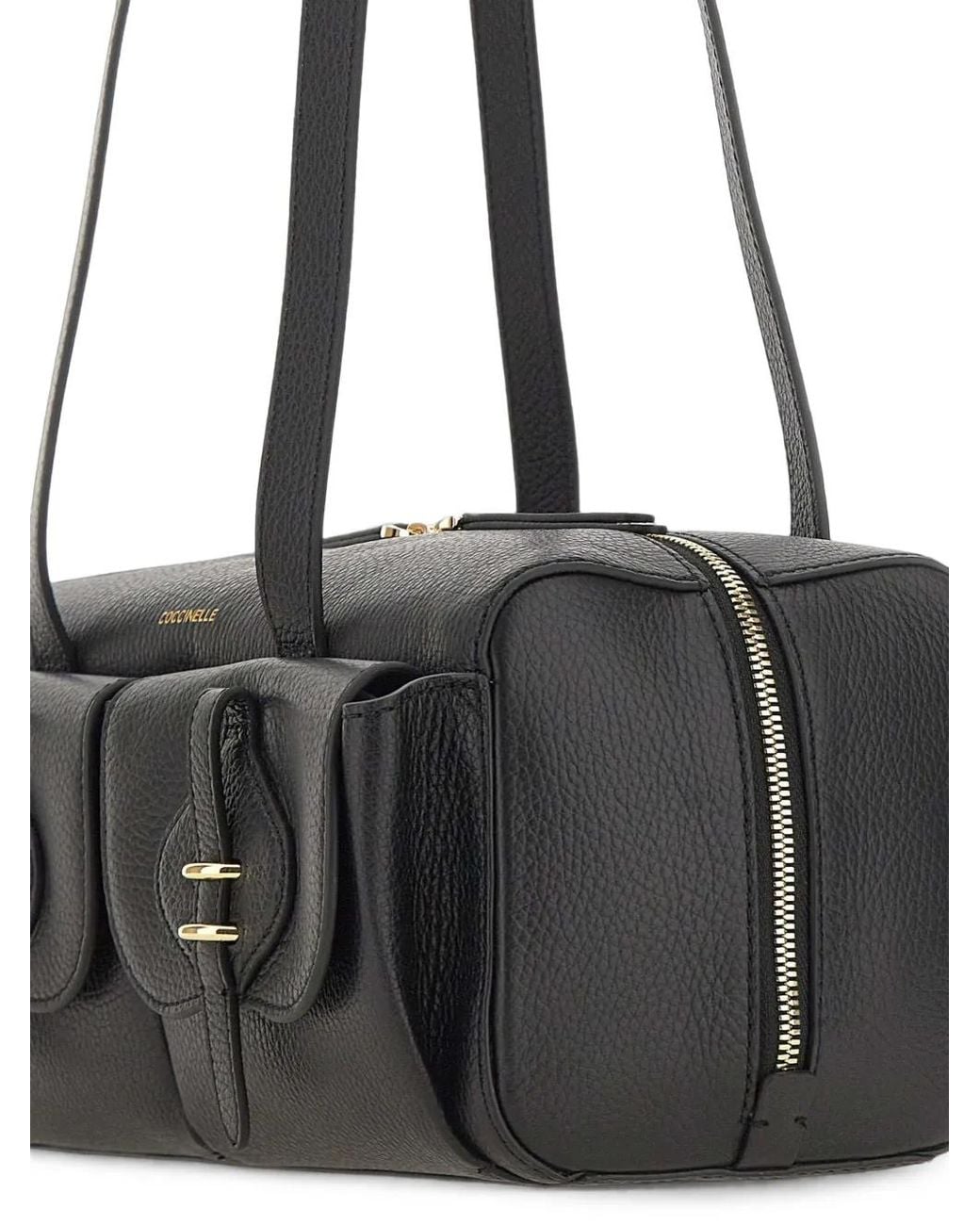 Coccinelle Black Medium Mavery Pocket Logo-Print Shoulder Bag