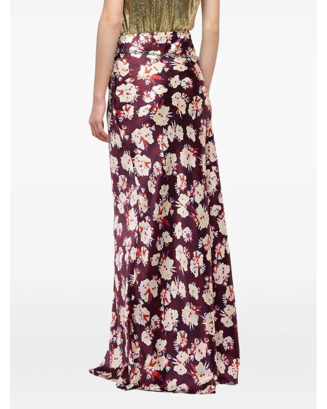 Rabanne Red Floral-Patterned Skirt
