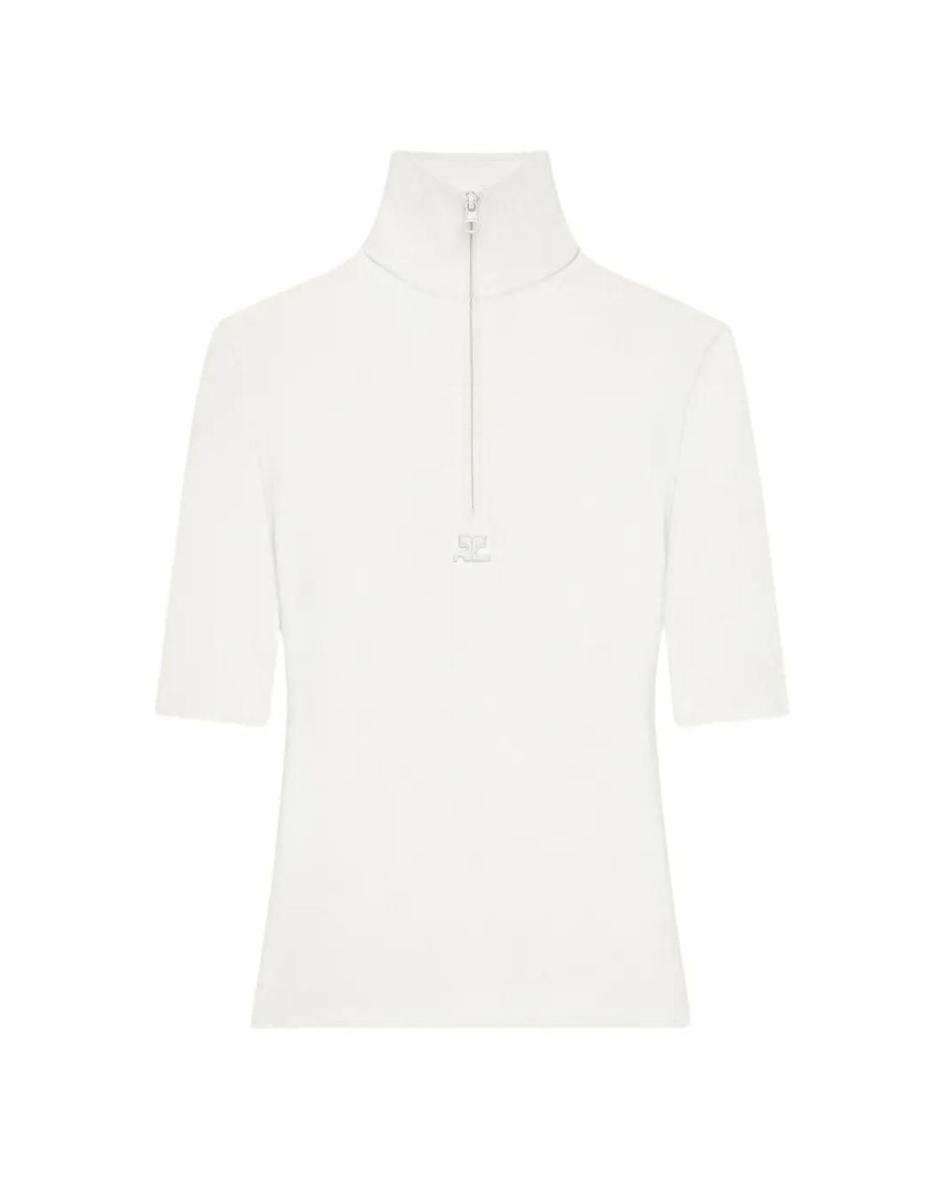 Top Con Mezza Zip E Logo di Courreges in White