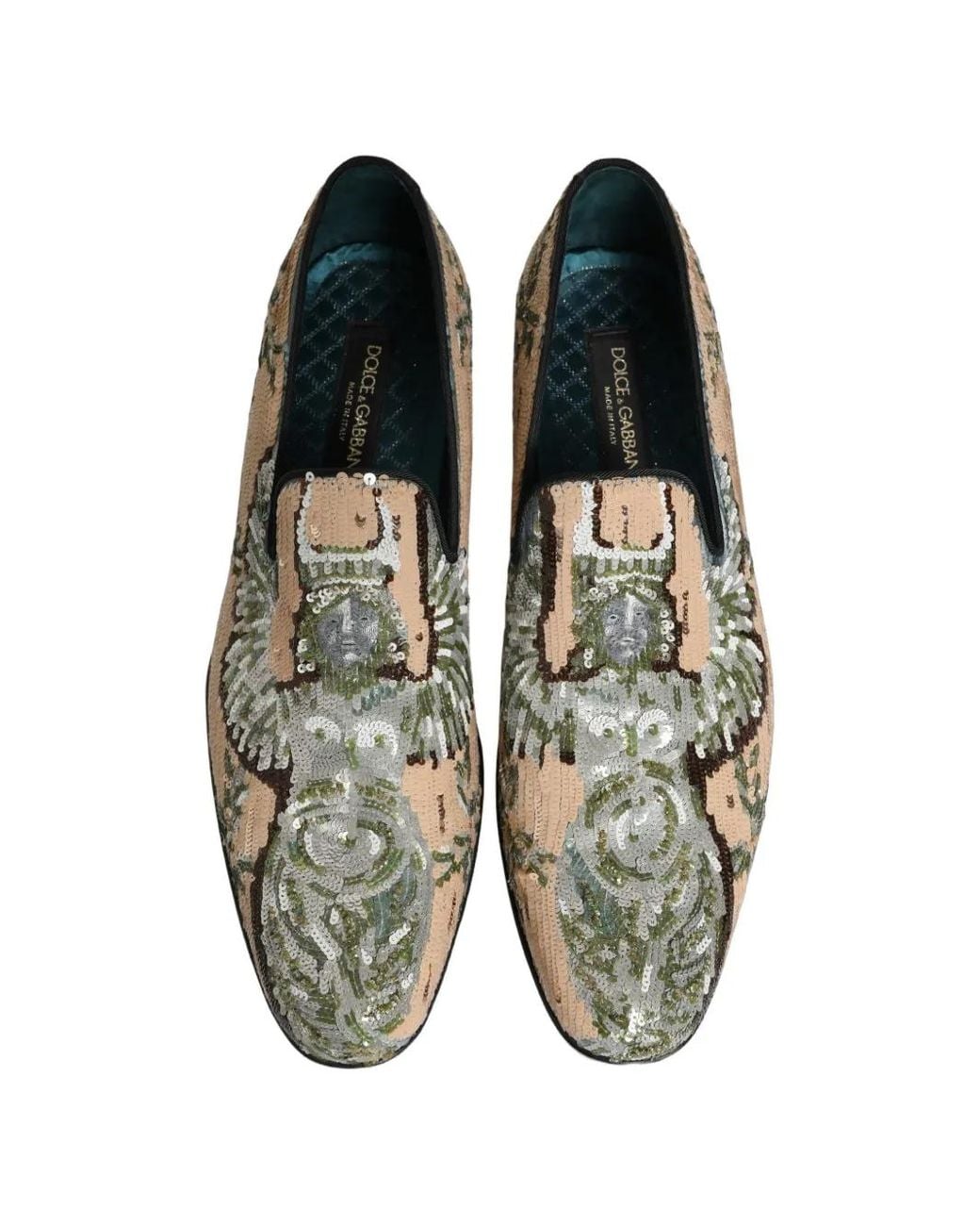 Dolce & Gabbana White Sequin-Embellished Loafers for men