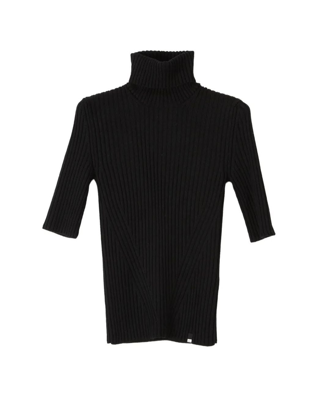 Herno Black Pull Côtelé À Col Roulé