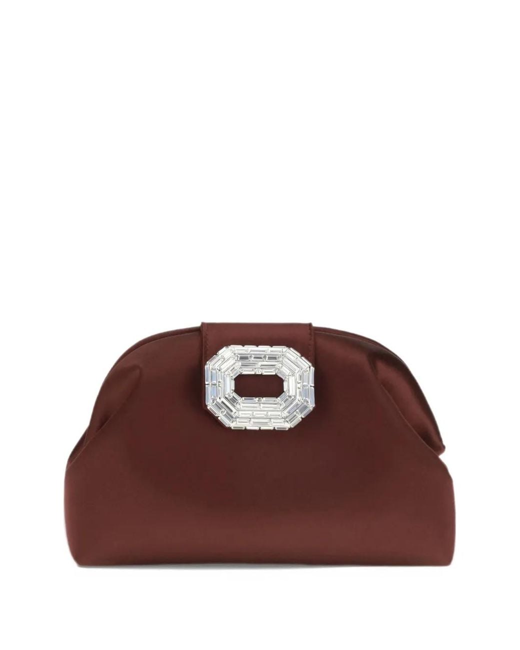 AMINA MUADDI Brown Camelia Crystal-Embellished Clutch Bag