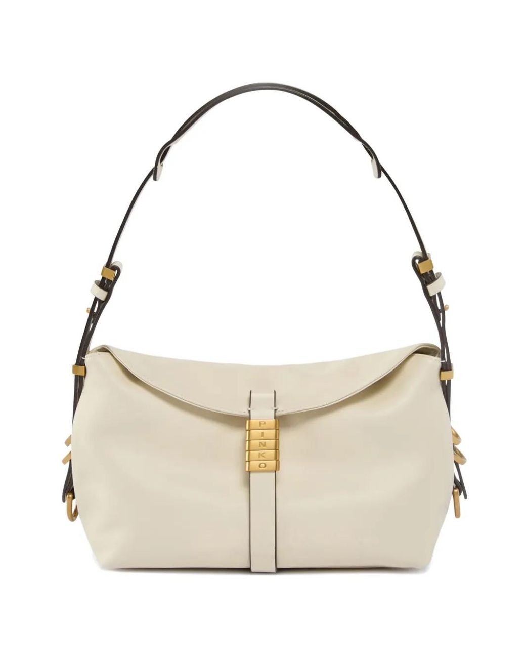 Pinko Natural Saddle Bag Small Leather Shoulder Bag