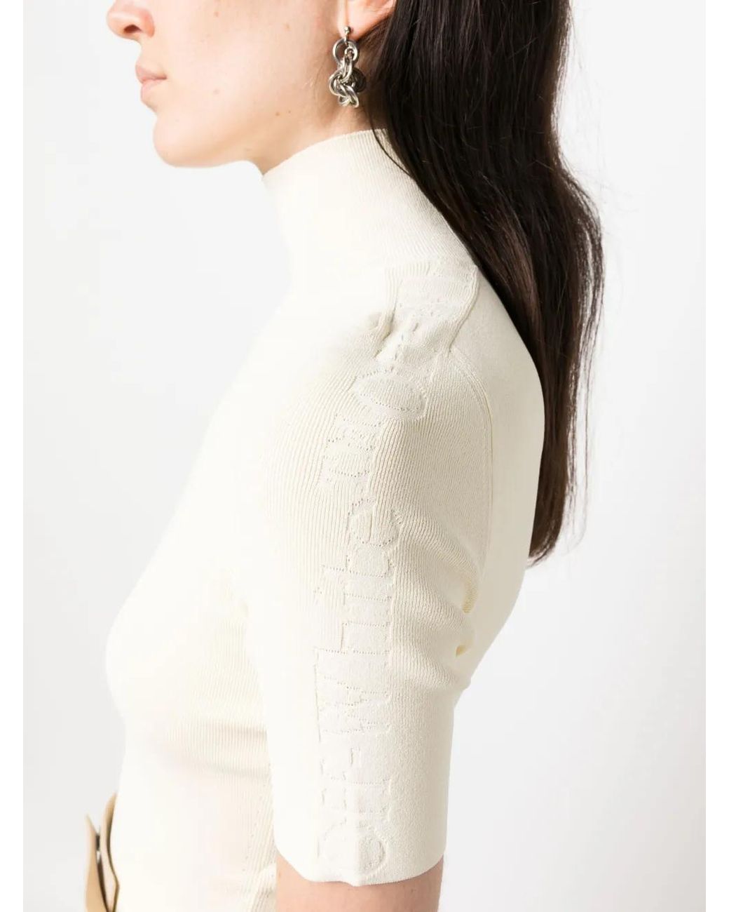 Off-White c/o Virgil Abloh Natural Logo-Debossed Rib-Knit Top