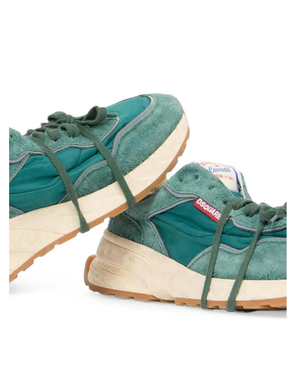 DSquared² Green Lace-Up Low-Top Sneakers for men