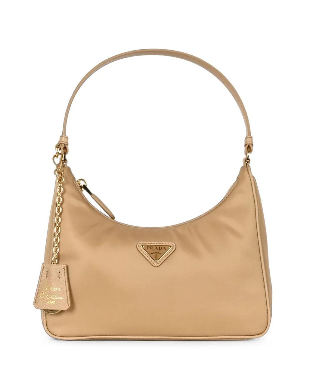 Prada Natural Logo-Appliqué Shoulder Bag