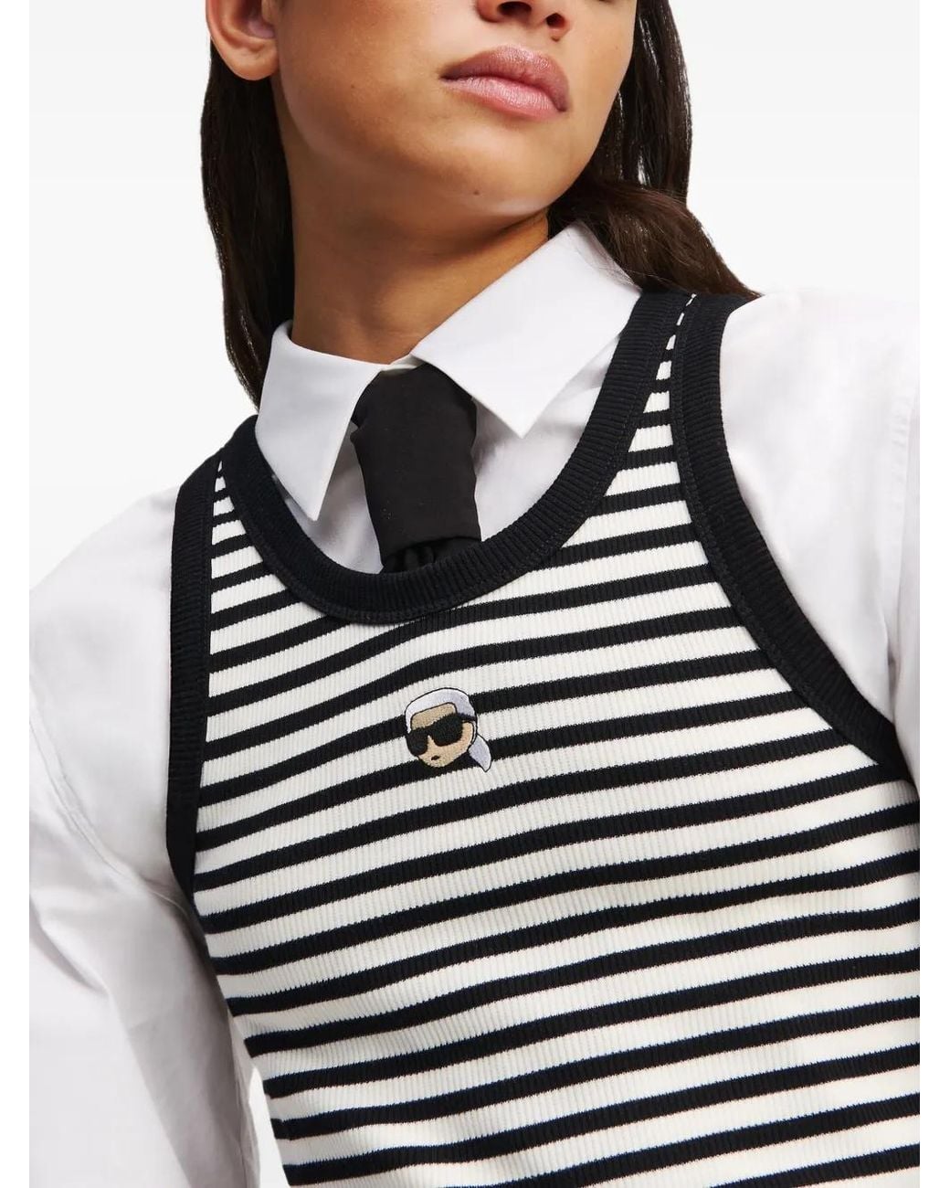 Karl Lagerfeld Black Ikon Ribbed Tank Top