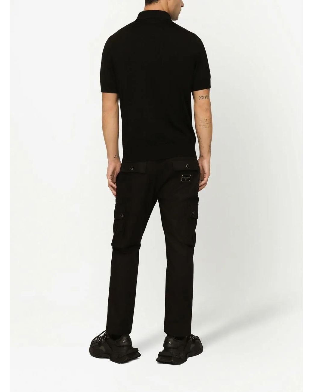 Dolce & Gabbana Black Cotton Cargo Pants With Branded Tag for men