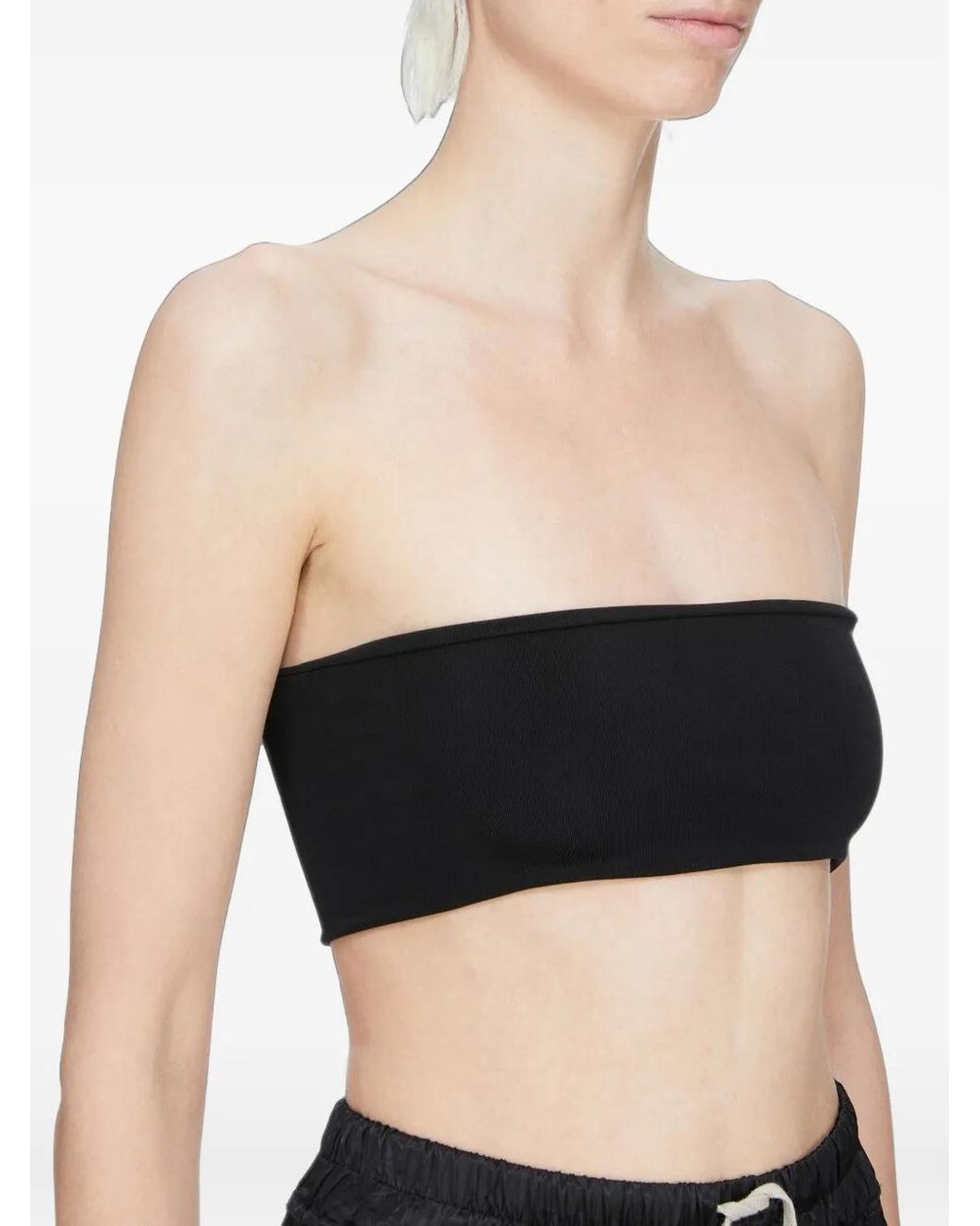 Rick Owens Black Strapless Viscose Bandeau Top With Stretch Fabric