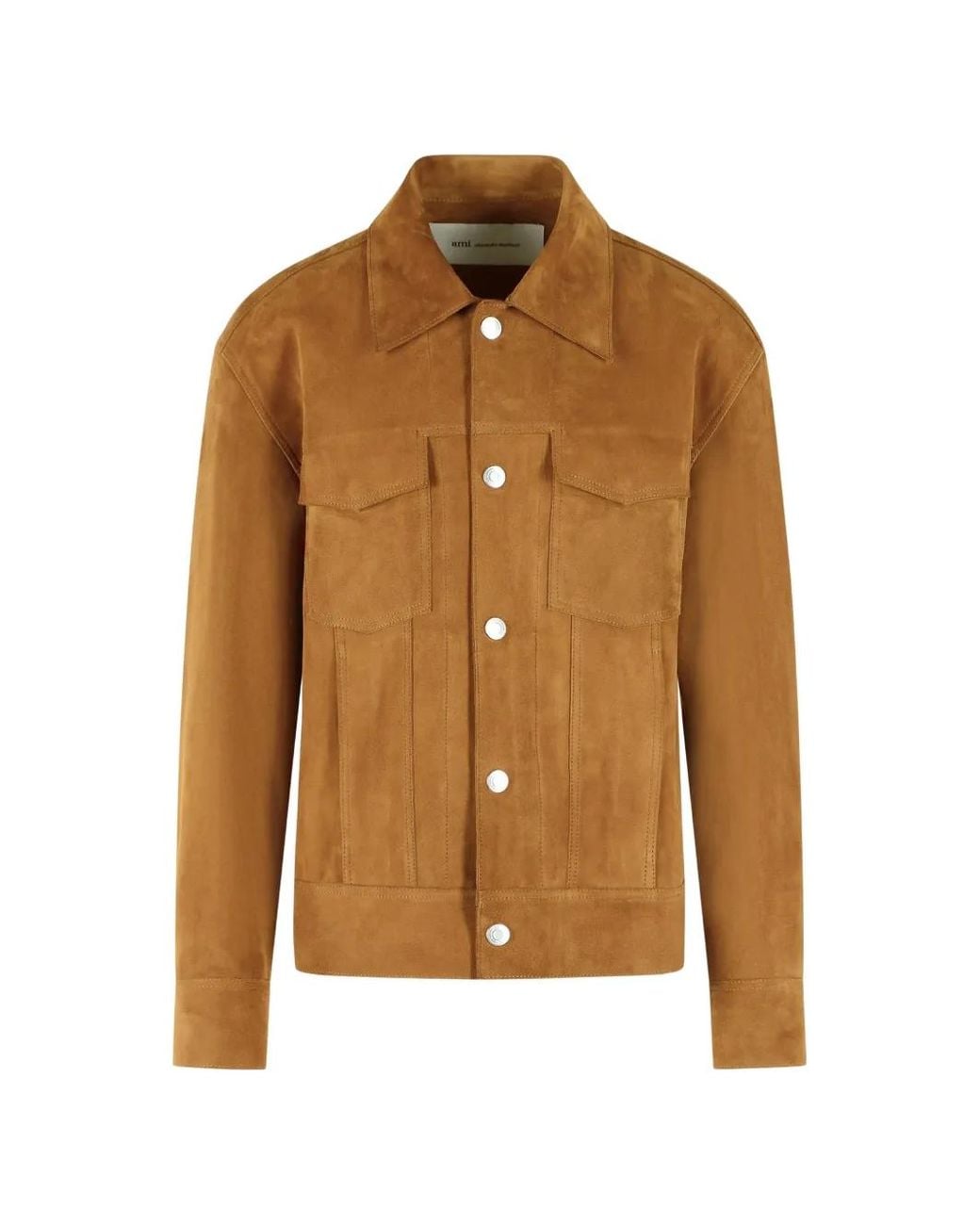 AMI Brown Ami De Coeur Goatskin Leather Jacket for men