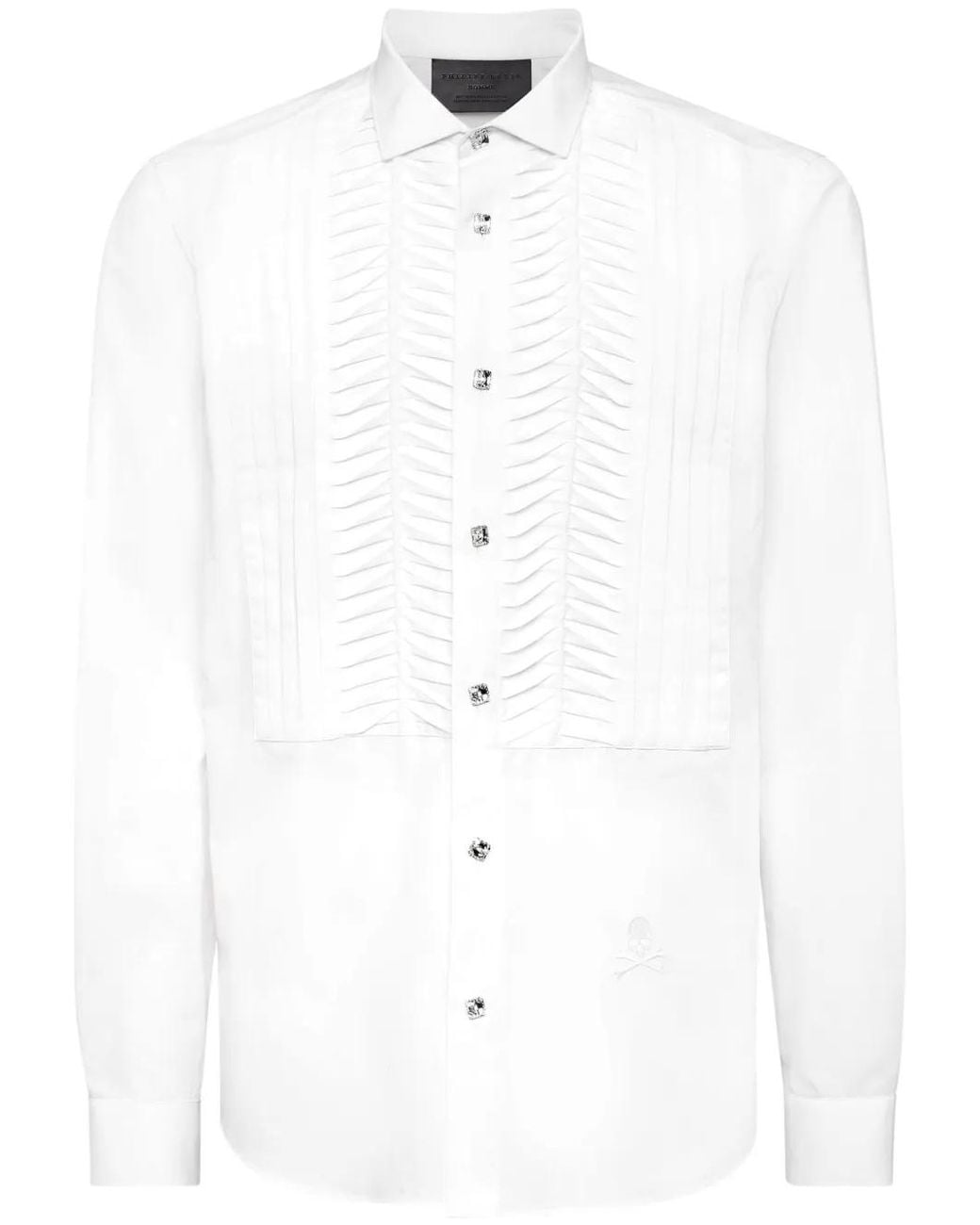 Philipp Plein White Tie Long-Sleeve Shirt for men
