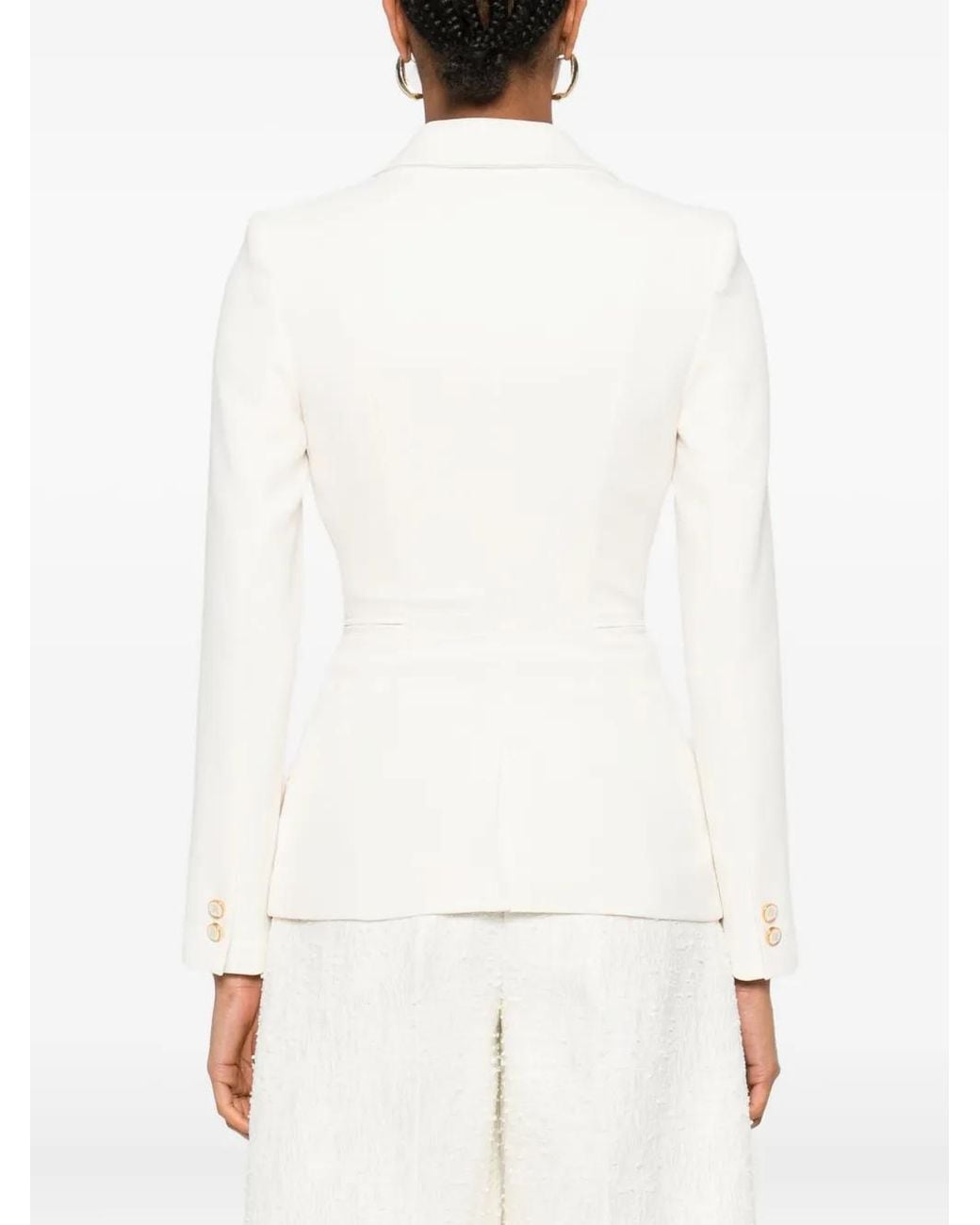 Elisabetta Franchi White Double-Breasted Buttoned Blazer