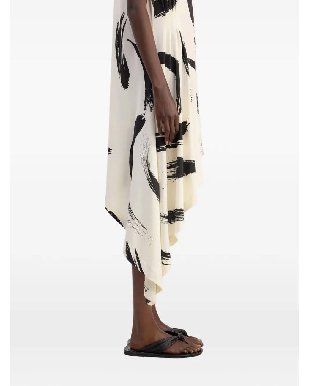 Loulou de Saison White Liya A-Line Abstract-Print Asymmetric Dress