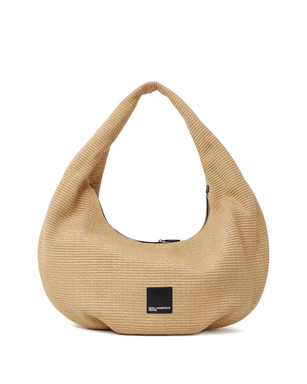 Karl Lagerfeld White Large Logo-Patch Shoulder Bag