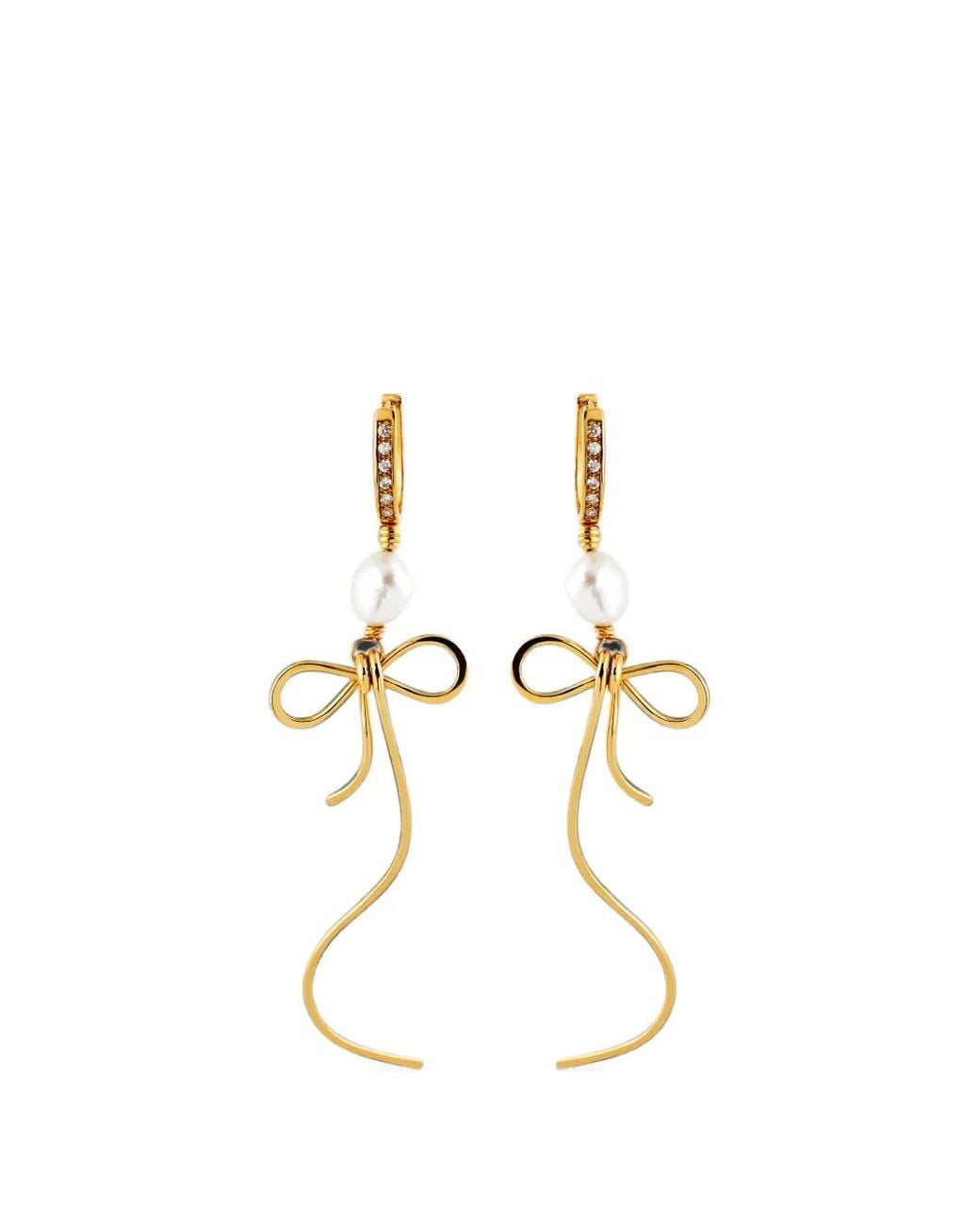 Marni Metallic Bow Pearl Earrings