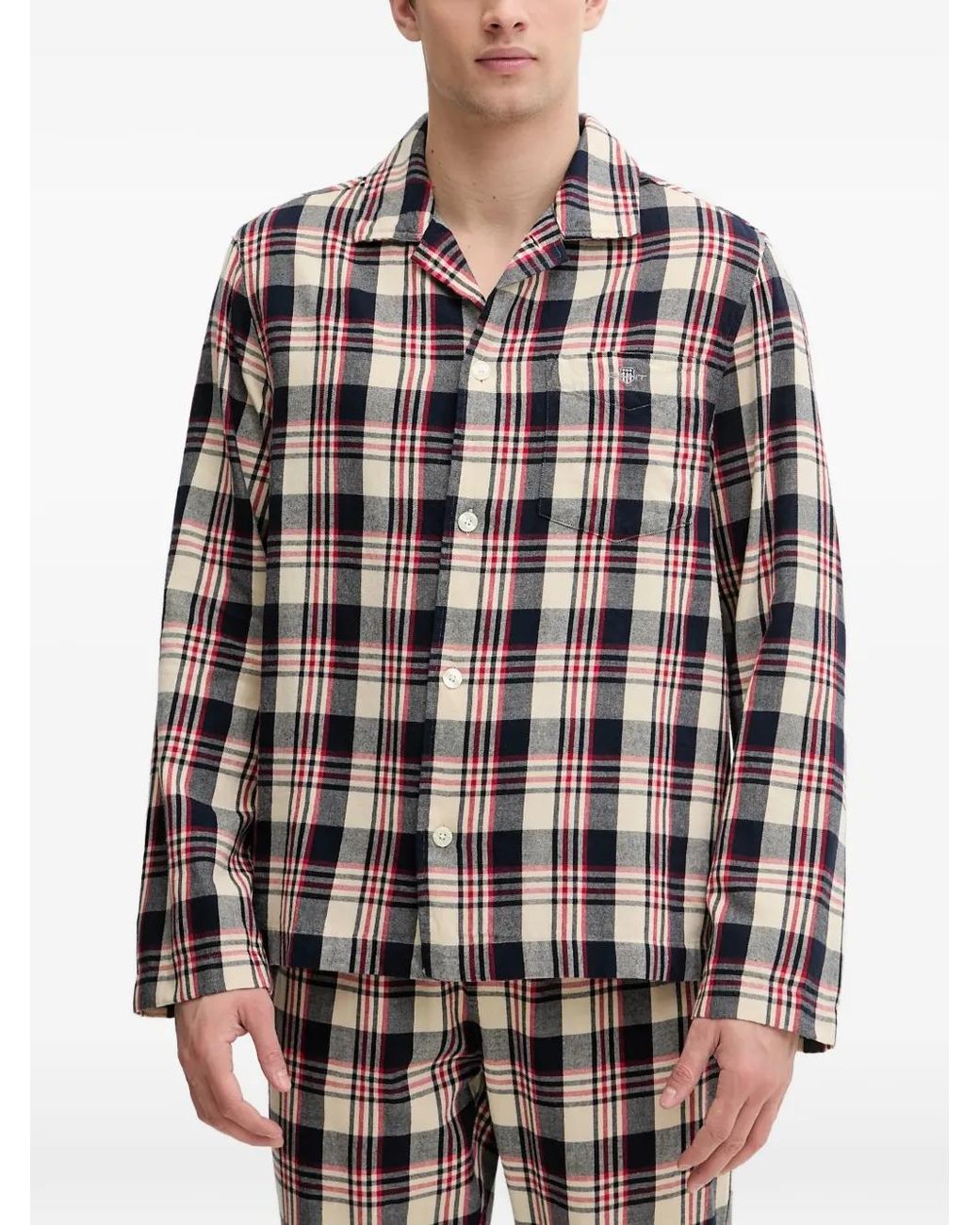 Gant White Checked Pajama Set for men