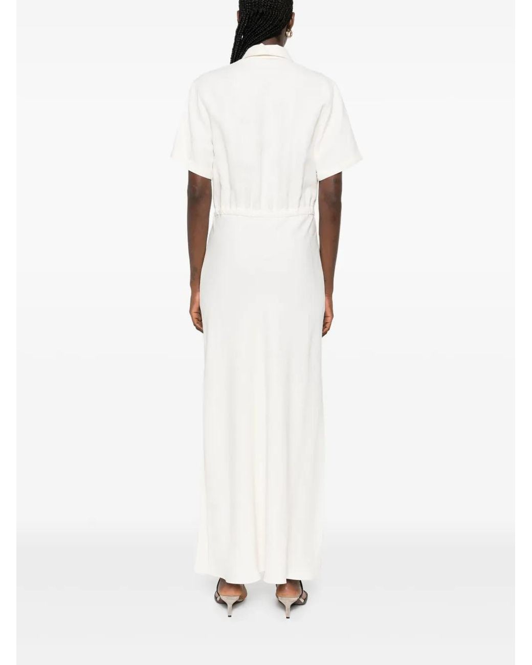 Brunello Cucinelli White Short-Sleeves Maxi Dress