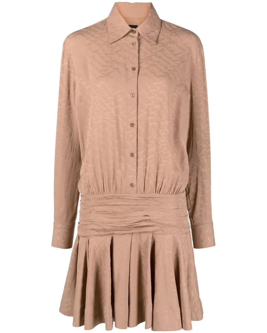 Pinko Natural Arzach Logo-Jacquard Shirtdress