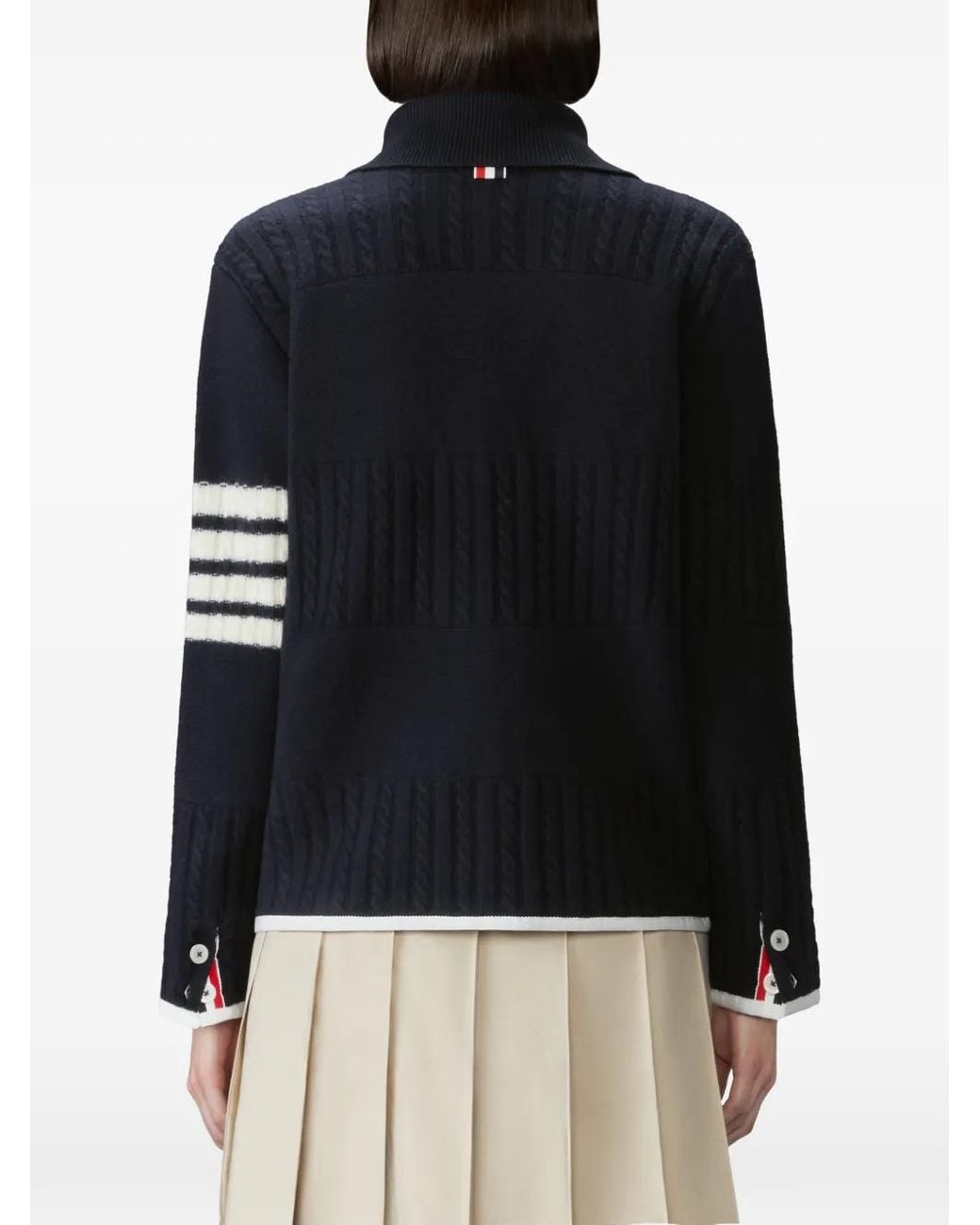 Thom Browne Blue Merino-Wool 4-Bar Rugby Milano-Stitch Cardigan