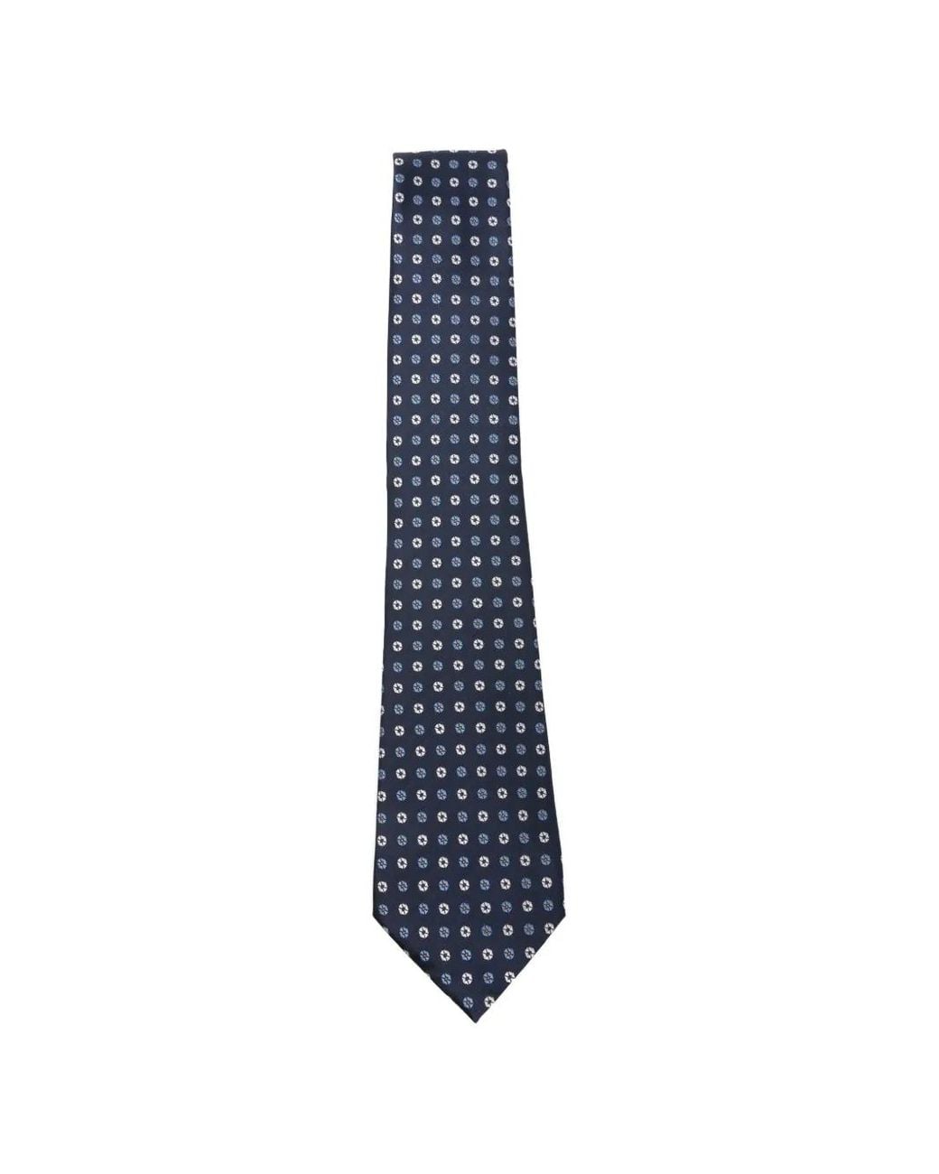 Zegna Blue Geometric-Print Silk Tie for men