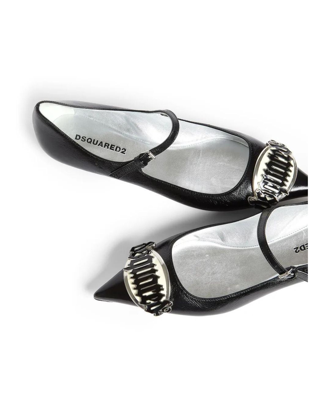 DSquared² Black 10mm Gothic Leather Ballerina Flats