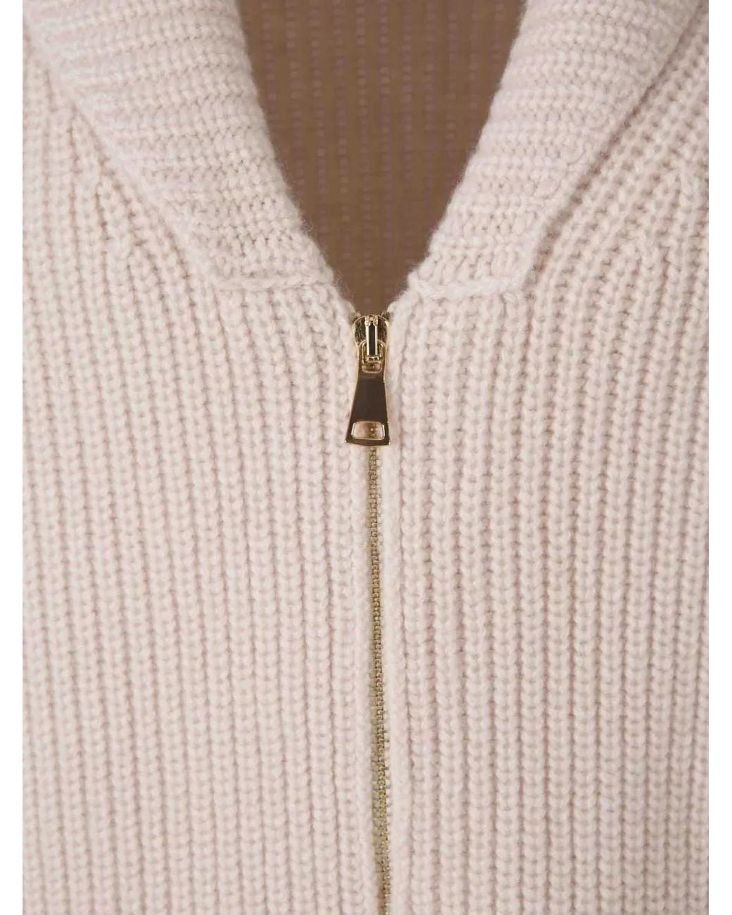 ELY ELY Natural Zip-Up Cashmere Cardigan