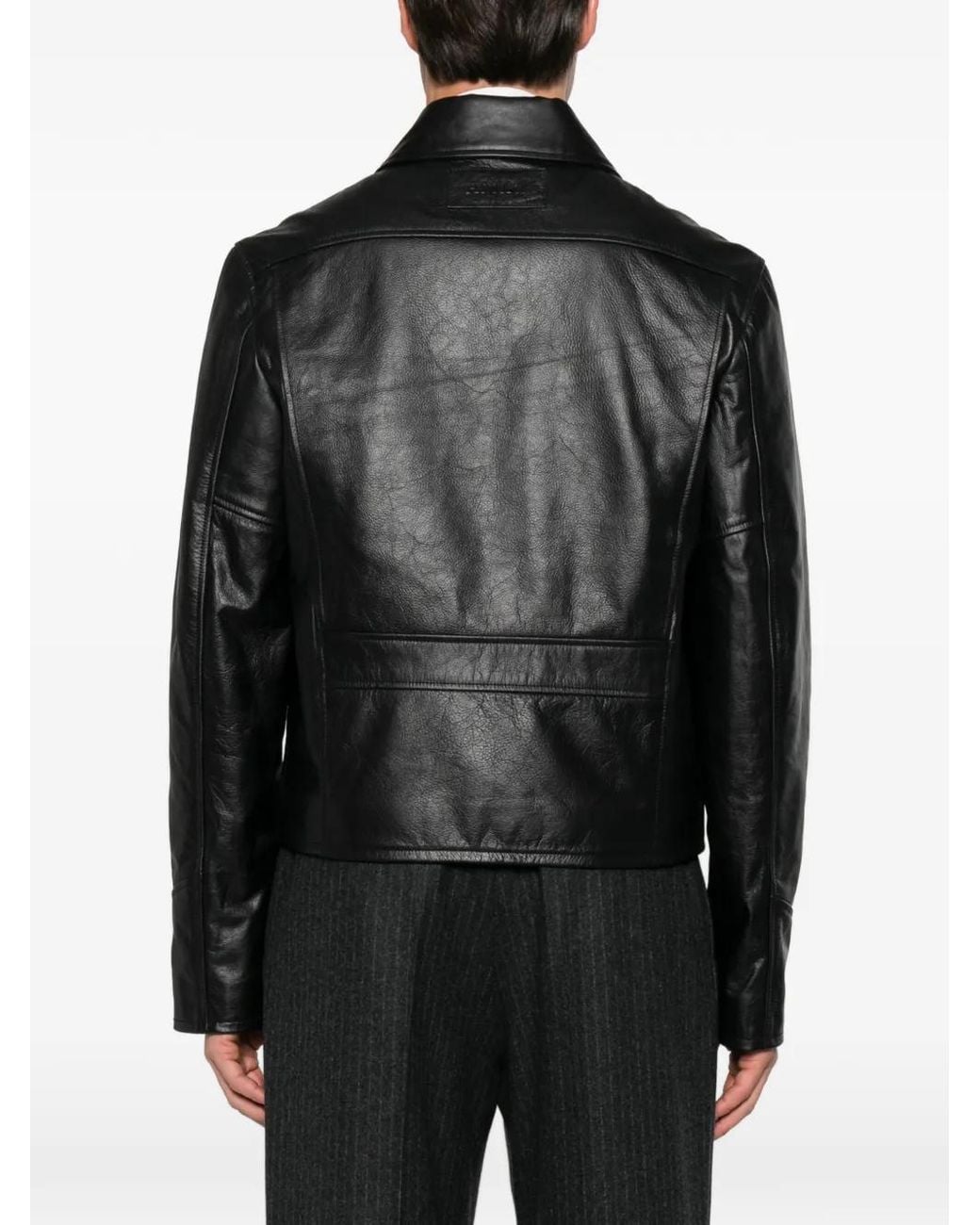 Amiri Black Leather Western-Yoke Jacket for men