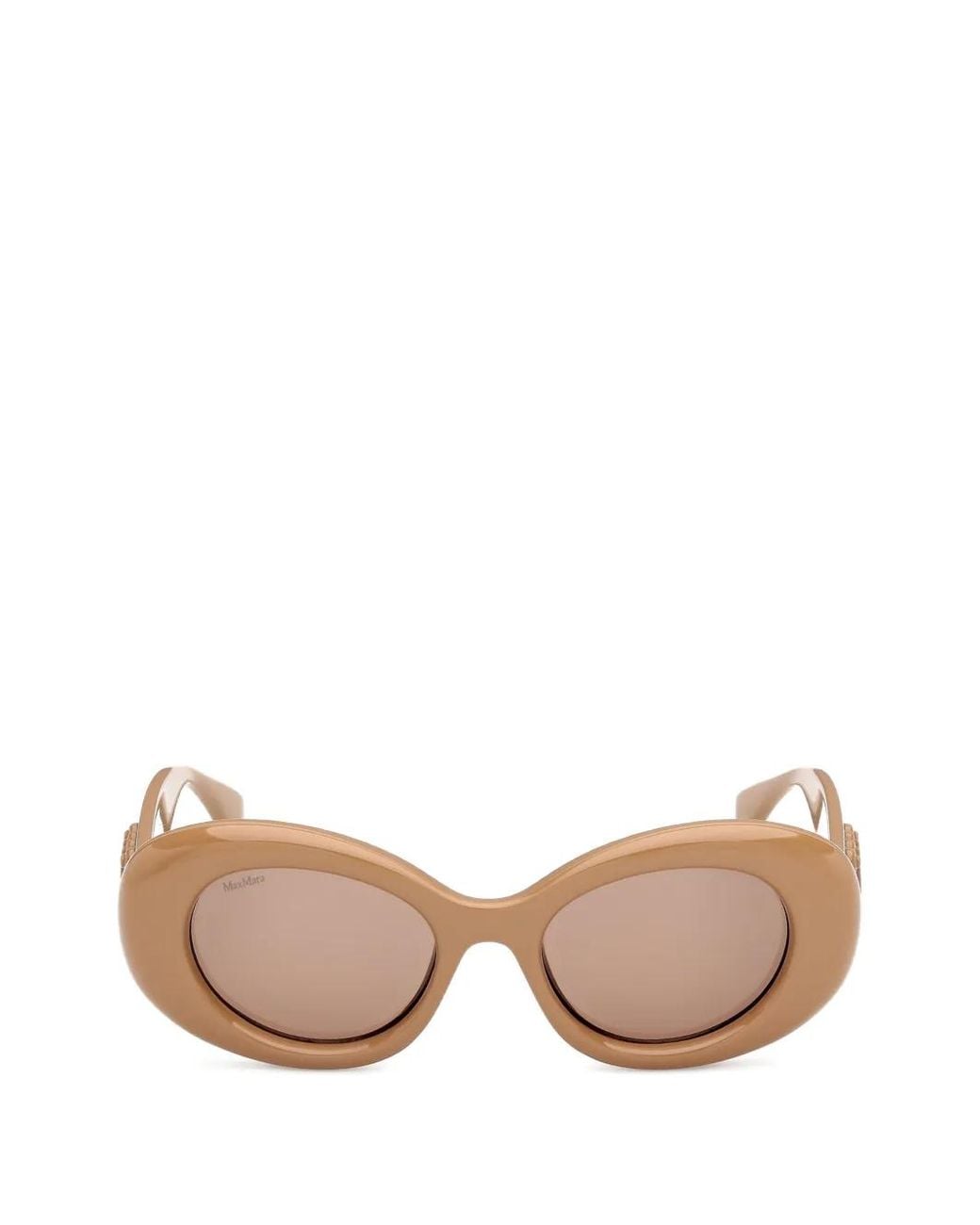 Max Mara Eyewear Pink Logo-Plaque Oval-Frame Sunglasses