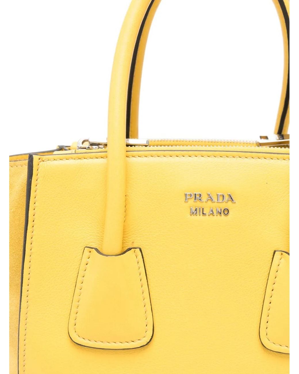 Borsa Tote Con Placca Logo di Prada in Yellow