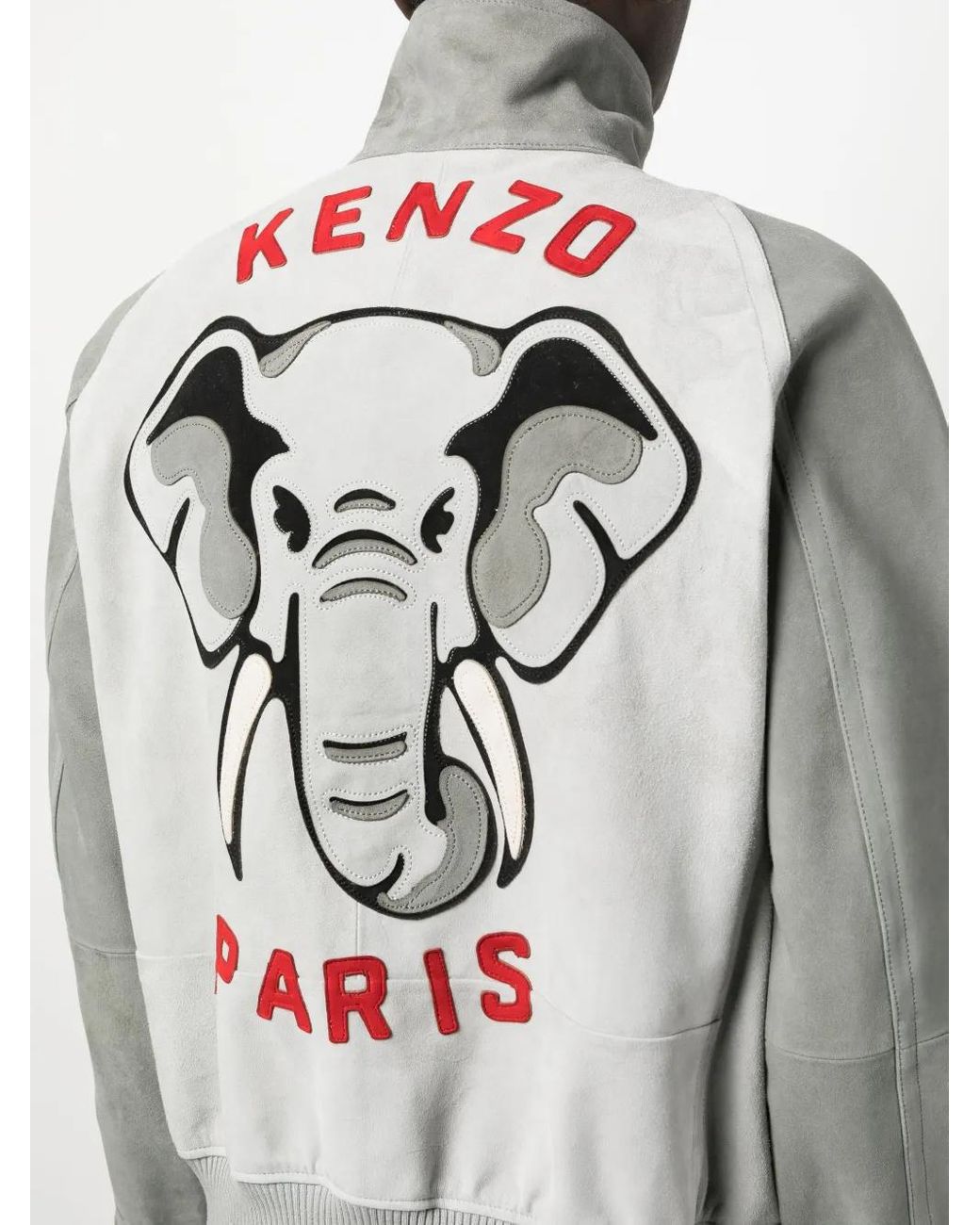KENZO Gray Colour-Block Logo-Print Bomber Jacket for men