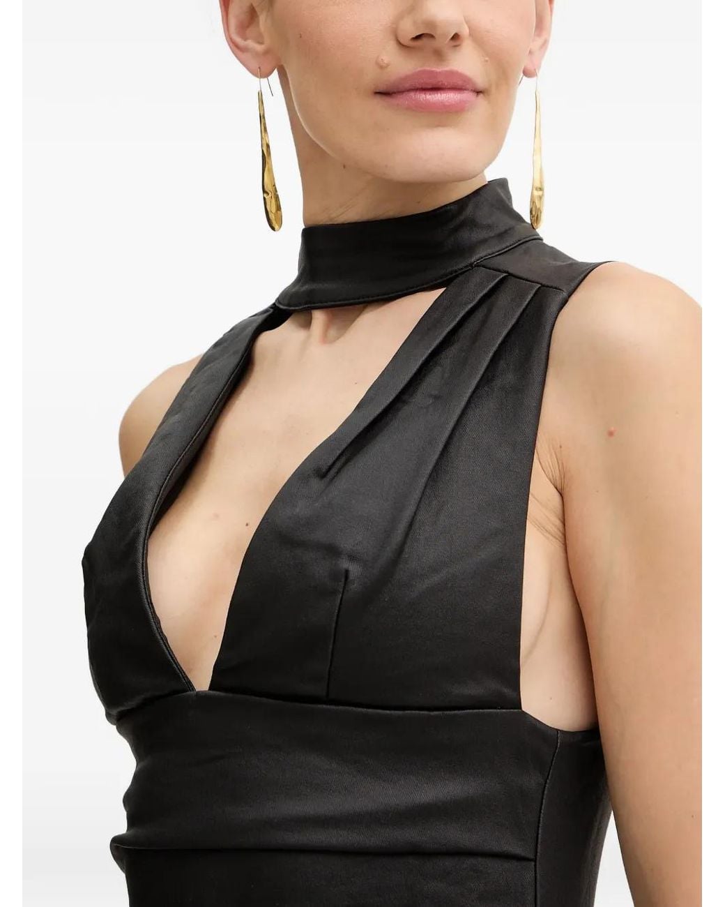 retroféte Black Sarina V-Neck Mini Dress