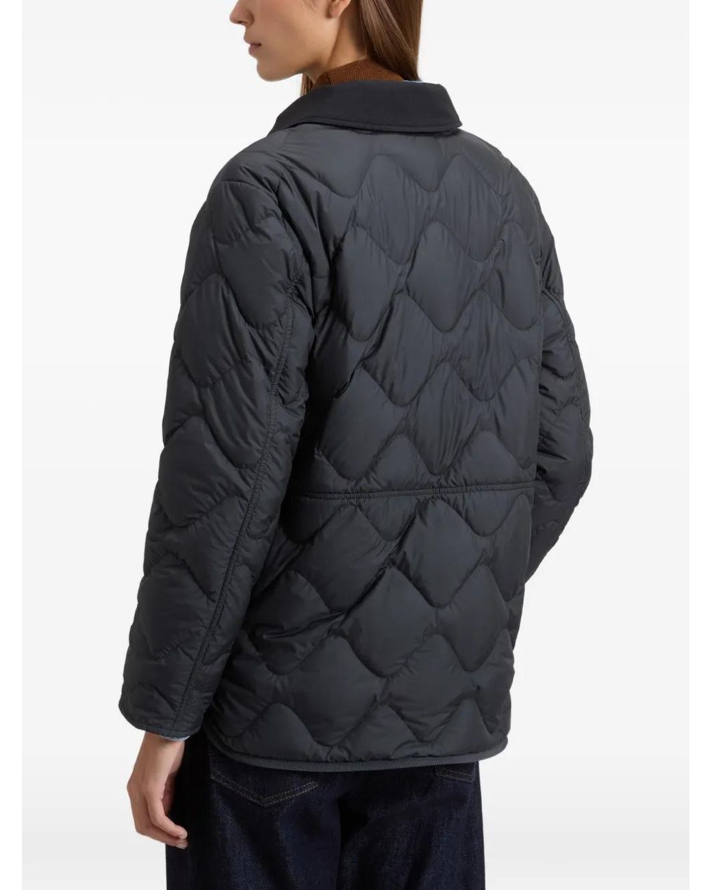 Woolrich Blue Veste Heritage Matelassée À Col Montant